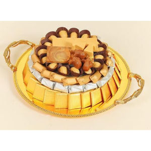 Plateau à chocolat en métal plaqué or Présentoir à chocolat pour restaurant d'hôtel Plateau de service pour mariages ou occasions spéciales - Product Image 6