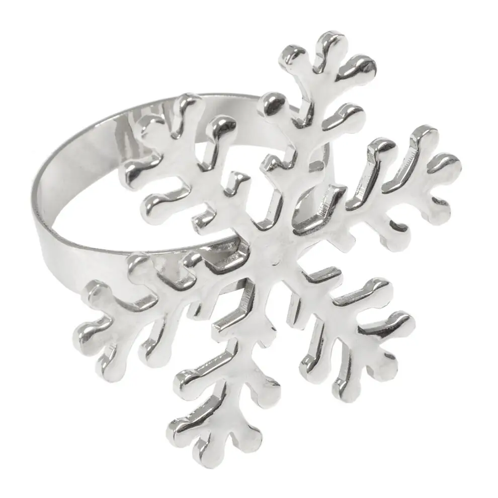 High Quality Christmas Napkin Ring Elegant For Home Hotel Wedding Parties Snow Flake Shape Silver Coated Napkin Holding Rings