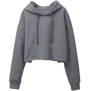 Sweat-shirt à capuche court unisexe tendance à manches longues, pull décontracté en molleton doux, coupe oversize, idéal pour la gym et l'entraînement - Product Image 3