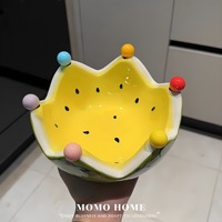 Plateau à fruits en forme de pastèque, ensemble de fourchettes à fruits en céramique créatif, bol et assiette à fruits de grande capacité pour le salon, table basse