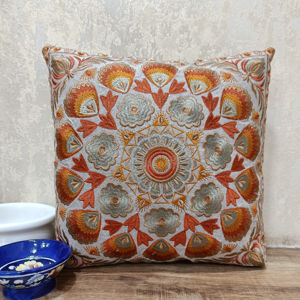 Tendance 100% coton tournesol broderie taie d'oreiller nouveau traditionnel maison coussin décoratif Shamrey 45x45cm Anti-bactéries - Product Image 1