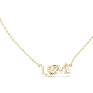 Collier pendentif LOVE en diamant CVD EF VVS-VS créé en laboratoire de 0,094 CT, options en or 18 carats, 14 carats, or rose, or jaune, or blanc, élégant et raffiné - Product Image 1