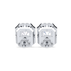 IGI Certified Lab Grown Diamond Radiant Cut Halo <b>Stud</b> Earrings Solid 925 Sterling <b>Silver</b> Milgrain Halo Diamond <b>Studs</b> - Product Image 2
