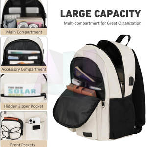 Sac à dos décontracté, ajustement confortable, matériau solide, idéal pour l'école, le collège, le bureau et l'usage quotidien - Product Image 2