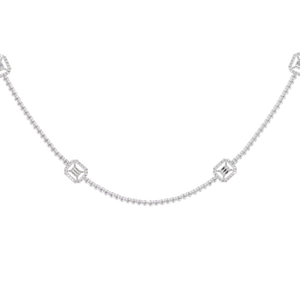 Collier avec pendentif en diamant carré en platine Pue 950 pour femmes élégantes avec longue chaîne fabriqué en Inde pour la vente en gros d'usine de cadeaux de fête OEM - Product Image 1