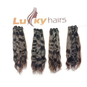 Extensions de cheveux humains ondulés à vague naturelle brute non traitée indien cuticule alignée Machine Double trame couleur noire - Product Image 2