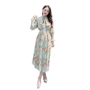 2023 Fashion Trends Long-Sleeve Dresses for Women with Waist-Enhancing Pleats made in vietnam