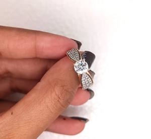 Bague en or jaune/rose massif 14 carats pour femmes, bague de fiançailles en diamant de laboratoire de luxe de 1 carat, taille ronde, cadeau de mariage - Product Image 3