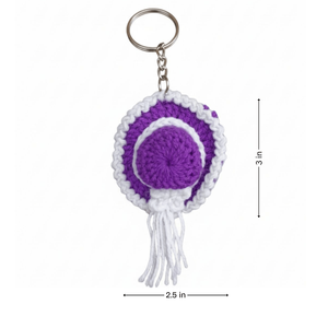 Porte-clés rond en crochet fait main avec pompon – Accessoire élégant pour cheveux et chaînes à pompons - Product Image 3
