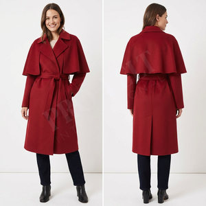 Manteau long en laine convertible grande taille, manteau d'hiver, design de cape amovible personnalisé, coupe ajustée, manteaux en laine et cachemire - Product Image 2