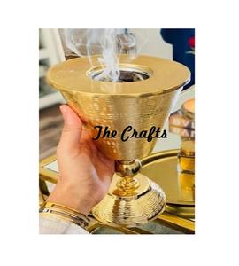 Aluminium Gold Polished <b>Oud</b> Burner Mabkhara Fabulous Design <b>Bakhoor</b> Burner Home And Hotel Fragrance Incense Oil Burner - Product Image 1