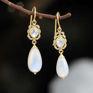 Pendientes colgantes de plata de ley 925 de moda Vintage agraciados, joyería de boda colgante chapada en oro con diamantes para regalos - Product Image 4