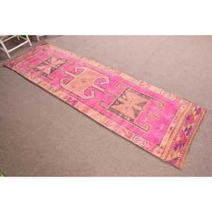 2.9x10.2 ft <b>Rug</b>, <b>Runner</b> Vintage <b>Rug</b>, Pink Herki Polka dot <b>Rug</b> - Product Image 3