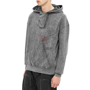 Sudadera con capucha de chenilla de tamaño bordado personalizado Sudadera con capucha de algodón bordado desgastado para hombres a precio al por mayor mezcla de algodón básico - Product Image 4