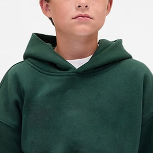 Sweat-shirt élégant pour garçons avec doublure intérieure lisse, pull à manches longues, couleur unie et logo personnalisé avec poches kangourou - Product Image 2