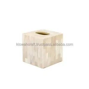 Boîte à mouchoirs en bois incrusté d'os de conception américaine Vaisselle de table pour les fêtes de mariage et les toilettes Décorations et accessoires uniques - Product Image 1