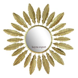 Miroir décoratif d'intérieur de luxe décoratif de fantaisie de conception de feuille d'or en métal pour la maison miroir mural décoratif décor de salon - Product Image 5