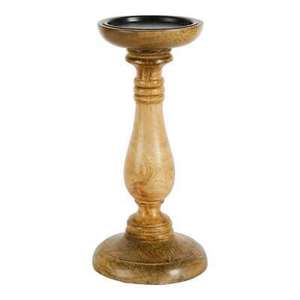 Soporte de vela de madera de estilo moderno hecho a mano personalizado soporte de Pilar decorativo de mesa Color marrón para decoración de Navidad - Product Image 2