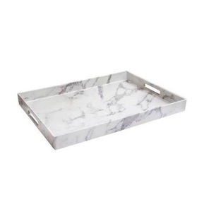 Bandeja de mármol blanco de calidad superior con asas de metal bandeja para servir té y café para accesorios de cocina y mesa - Product Image 5