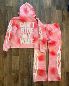 Alta calidad pesado Casual Baggy Light Streetwear Sudadera con capucha conjuntos lavado ácido Sun Fade bordado logotipo personalizado hombres chándal conjunto - Product Image 1