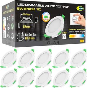 CLAR Foco LED Empotrable Regulable de 5W, Diseño Ultra Delgado de Aluminio para Techo, Recorte de 6883 mm, Acabado Blanco, 3 Años de Garantía - Product Image 1