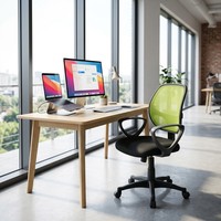Chaise ergonomique de bureau en maille verte/noire, moderne, avec appui-tête réglable, matériau en aluminium PP pivotant pour les tâches