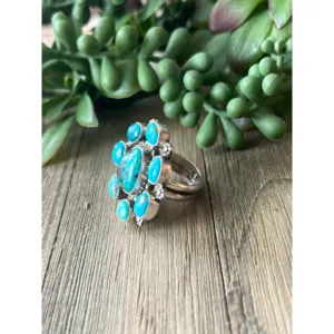 Bague en argent sterling avec turquoise Kingman taille 6.75, sertie à la main, pierre naturelle - Product Image 3