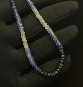 สร้อยคอเงินสีฟ้าแซฟไฟร์สี92.5ลูกปัดเหลี่ยมเพชรพลอยออมเบรของขวัญเครื่องประดับคริสต์มาส - Product Image 3