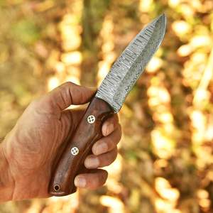 Fourreau en cuir Damas pleine soie OEM Couteau de chasse d'extérieur Couteau de camping Cowboy de survie avec lame fixe personnalisable - Product Image 2