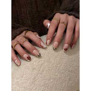 Autocollants pour ongles Caramel Blossom Press on Nail, élégants et durables, pour un nail art raffiné - Product Image 4