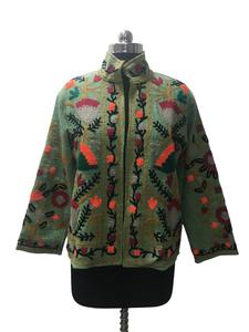 Chaqueta de algodón bordada Suzani Multicolor Boho Chic hecha a mano para mujer, chaqueta Vintage artesanal tradicional transpirable - Product Image 4