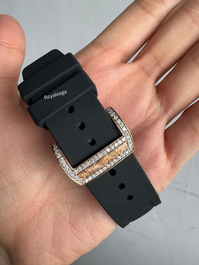 นาฬิกาสายยางสีดำสำหรับผู้ชายดีไซน์แนวสปอร์ตที่ไม่เหมือนใครดูหรูหราเคสเพชร VVS Moissanite - Product Image 6