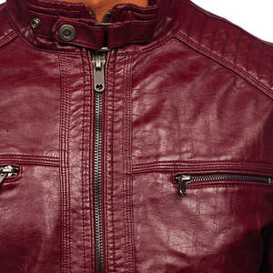 Chaqueta de cuero PU 100% de precio bajo superventas para hombre, chaqueta de cuero PU hecha a medida con etiqueta privada - Product Image 5