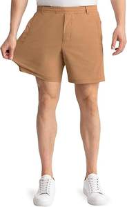 <b>Mens</b> Khaki <b>Shorts</b> Casual <b>Slim</b> <b>Fit</b> Stretch <b>Shorts</b> with Built in Liner for Comfort Regular Length 7 Inseam - Product Image 3