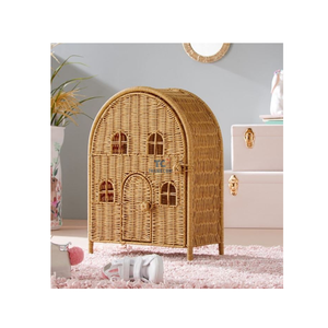 Casa de muñecas de ratán de estilo Natural hecha a mano, juguetes para niños, miniaturas, casa pequeña de ratán para decoración de niños, sala de juegos - Product Image 5