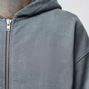 Wholesale Hoodie <b>Men</b> High Quality Cotton Plus Size Crop <b>Top</b> <b>Zip</b> <b>up</b> Sweatshirt Custom Embroidery Hoodie logo Vintage - Product Image 3