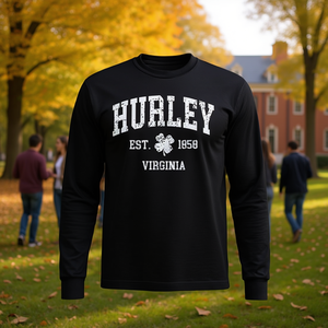 T-shirt vintage a maniche lunghe Hurley Virginia, girocollo, unisex, per adulti, maglietta per riunioni degli ex studenti - Product Image 3