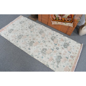 พรมตุรกีขนาด 2.9x6.2 ฟุต, พรมวินเทจ, พรมสีเทาขาวไล่เฉด - Product Image 4