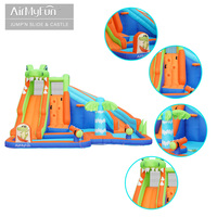 Castillo Inflable para Eventos Escolares con Doble Tobogán y Cañones de Agua Dobles, Cumple con las Normas ASTM y EN71, con Capacidad para 4 Niños