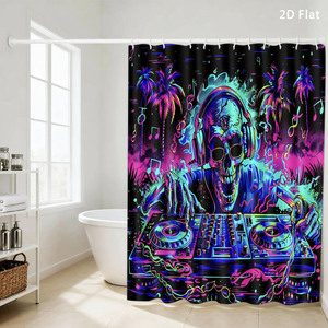 Custom Printed Waterproof Shower Shower <b>Curtain</b> for Bathroom Waterproof Polyester <b>with</b> <b>Hooks</b> - Product Image 1