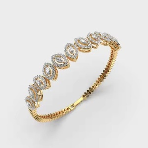 Bracelet de tennis en or jaune 18 carats en forme de marquise classique Moissanite en diamant cultivé en laboratoire cadeau de mariage pour elle - Product Image 3