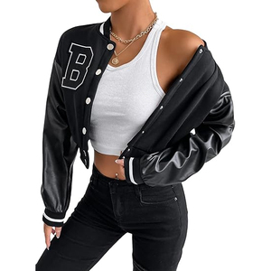 Elegante chaqueta universitaria de gran tamaño para mujer, venta al por mayor, chaqueta Bomber personalizada con letras, boutique de moda, ropa de calle de moda - Product Image 1