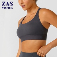 Soutien-gorge de sport sans bretelles pour femme - Finition brossée, bonnets C/D, push-up, sans armatures, grande taille, pour yoga, gym, course à pied, fitness, avec bretelles croisées