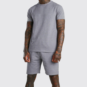 Ensemble T-shirt et short en coton à manches courtes pour homme, taille plus, été, avec logo personnalisé - Product Image 1