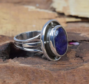 แหวนเงินแท้ 925 ประดับพลอยเทอร์ควอยซ์สีน้ำเงินธรรมชาติทรงรี งานแฮนด์เมด เครื่องประดับพลอยสำหรับผู้หญิง ของขวัญวันเกิดประจำเดือนธันวาคม - Product Image 4