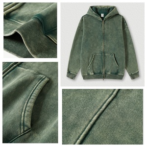 Haute qualité Vintage faire vieux OEM Logo personnalisé unisexe coton éponge français hommes vierge plaine lavé à l'acide pull à capuche à capuche - Product Image 3