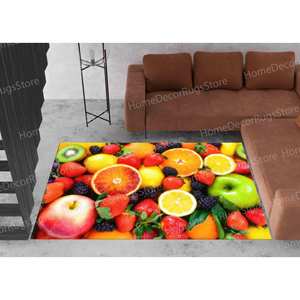 Alfombra con Estampado de Fresas: Moderna, Diseño de Frutas, para Cocina, Delgada, Fácil de Limpiar, Alfombra de Terciopelo de Lujo - Product Image 3