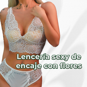 Set Reggiseno e Mutandine in Pizzo Floreale Bianco, Comodo, Taglia XL, Coppa Triangolare, Slip a Vita Bassa, Lingerie di Alta Qualità con Logo Stampato - Product Image 4