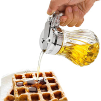Verseur de sucre Distributeur de sirop de café et de miel Pot en verre Bouteille d'huile de vinaigre Bouteille d'assaisonnement avec couvercle en acier inoxydable