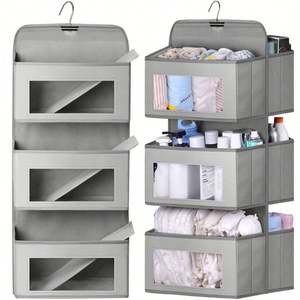 Organisateur de placard suspendu pliable à 6 niveaux, étagère de placard suspendue à 6 niveaux avec 2 crochets robustes pour le rangement - Product Image 1